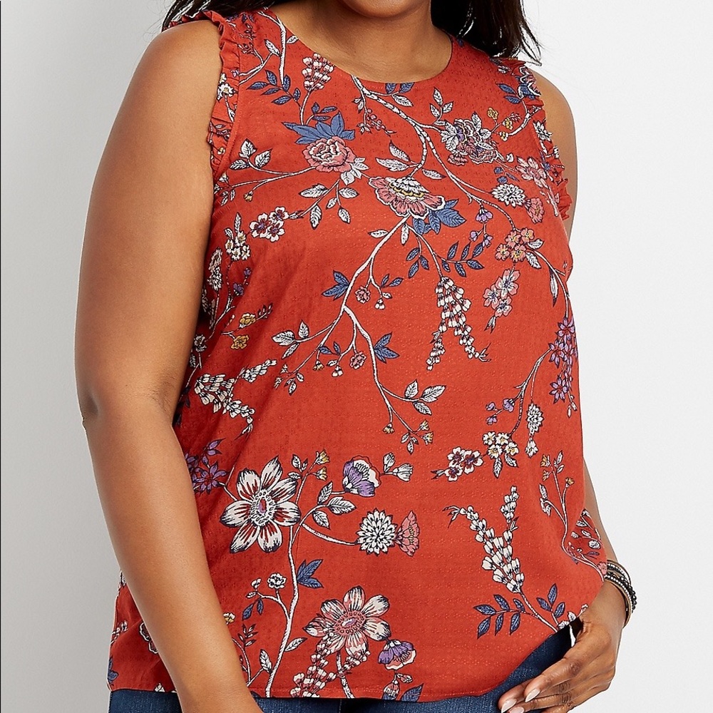 Maurices Floral Ruffle Sleeve Tank - Plus Size 3